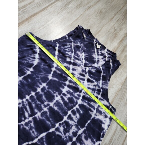 J.Crew Tank Top Womens Plus 2X Blue White Tie Dye V Neck Sleeveless Cotton EUC - Picture 5 of 7